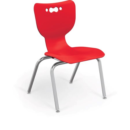 MOORECO Hierarchy School Chair, 4 Leg, 16" Chrome Frame, Red Armless Shell, PK5 53316-5-RED-NA-CH